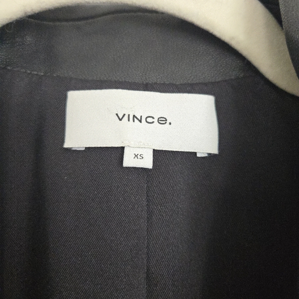 NWOT Vince Sleek Black Leather Button Blazer - Picture 4 of 5